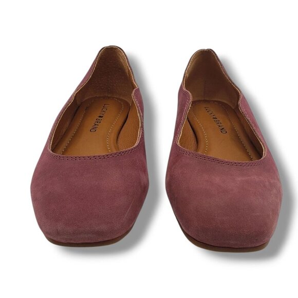 Lucky Brand Dellie Ballet Flat Womens 6.5 Red Suede Slip On - Picture 3 of 9